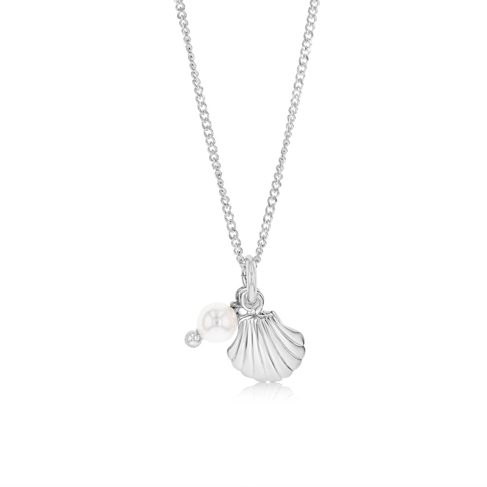 Sterling Silver Shell Pendant On 42+3cm Chain