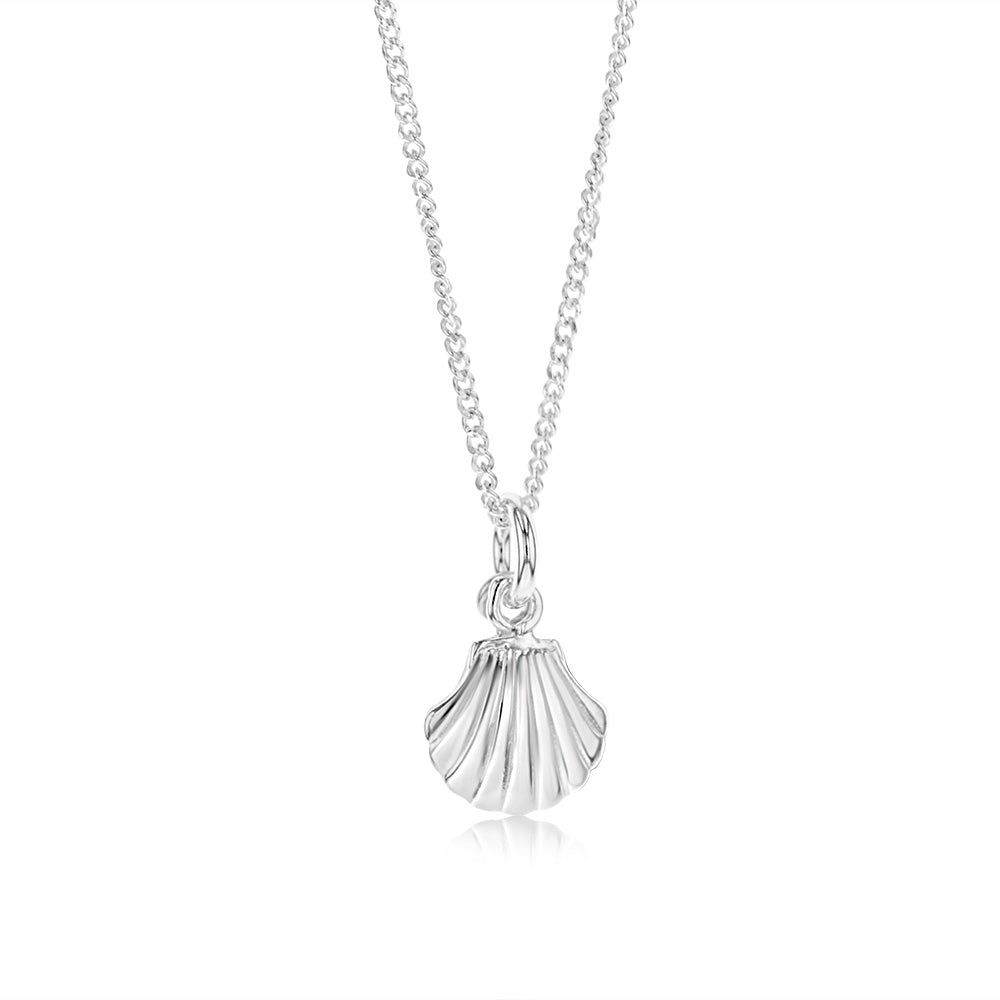 Sterling Silver Shell Pendant On 42+3cm Chain