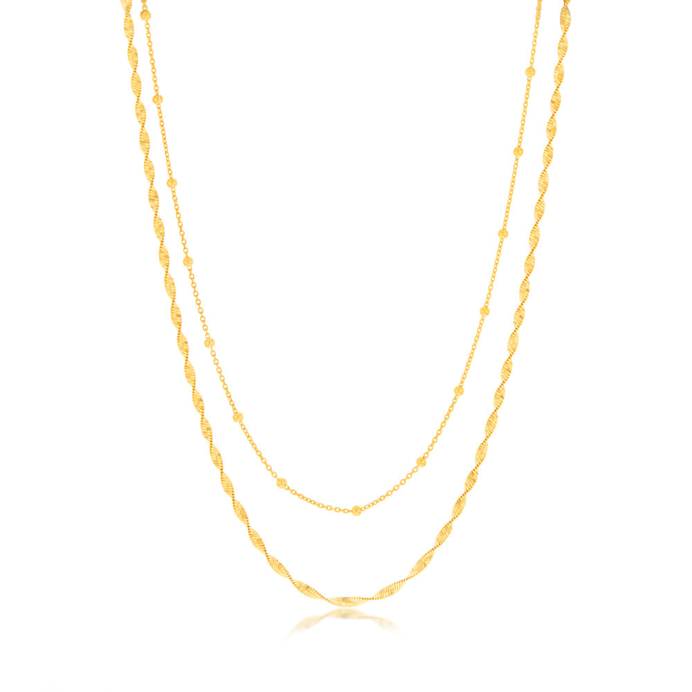 Sterling Silver Gold Plated Fancy Double Layer 38+5cm Chain