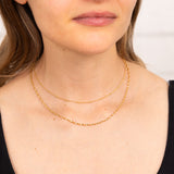 Sterling Silver Gold Plated Fancy Double Layer 38+5cm Chain