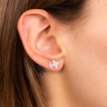 Load image into Gallery viewer, Sterling Silver Crystal On Aeroplane Stud Earrings