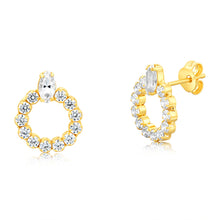 Load image into Gallery viewer, Sterling Silver Gold Plated Zirconia Circle Of Life Stud Earrings
