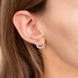 Sterling Silver Gold Plated Zirconia Circle Of Life Stud Earrings