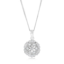 Load image into Gallery viewer, Sterling Silver Geometric Flower Cubic Zirconia Pendant