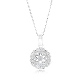 Sterling Silver Geometric Flower Cubic Zirconia Pendant