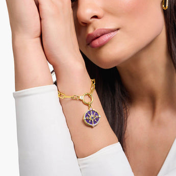 Thomas Sabo Yellow Gold-Plated Sterling Silver Cosmic Amulet Purple CZ Eye Pendant