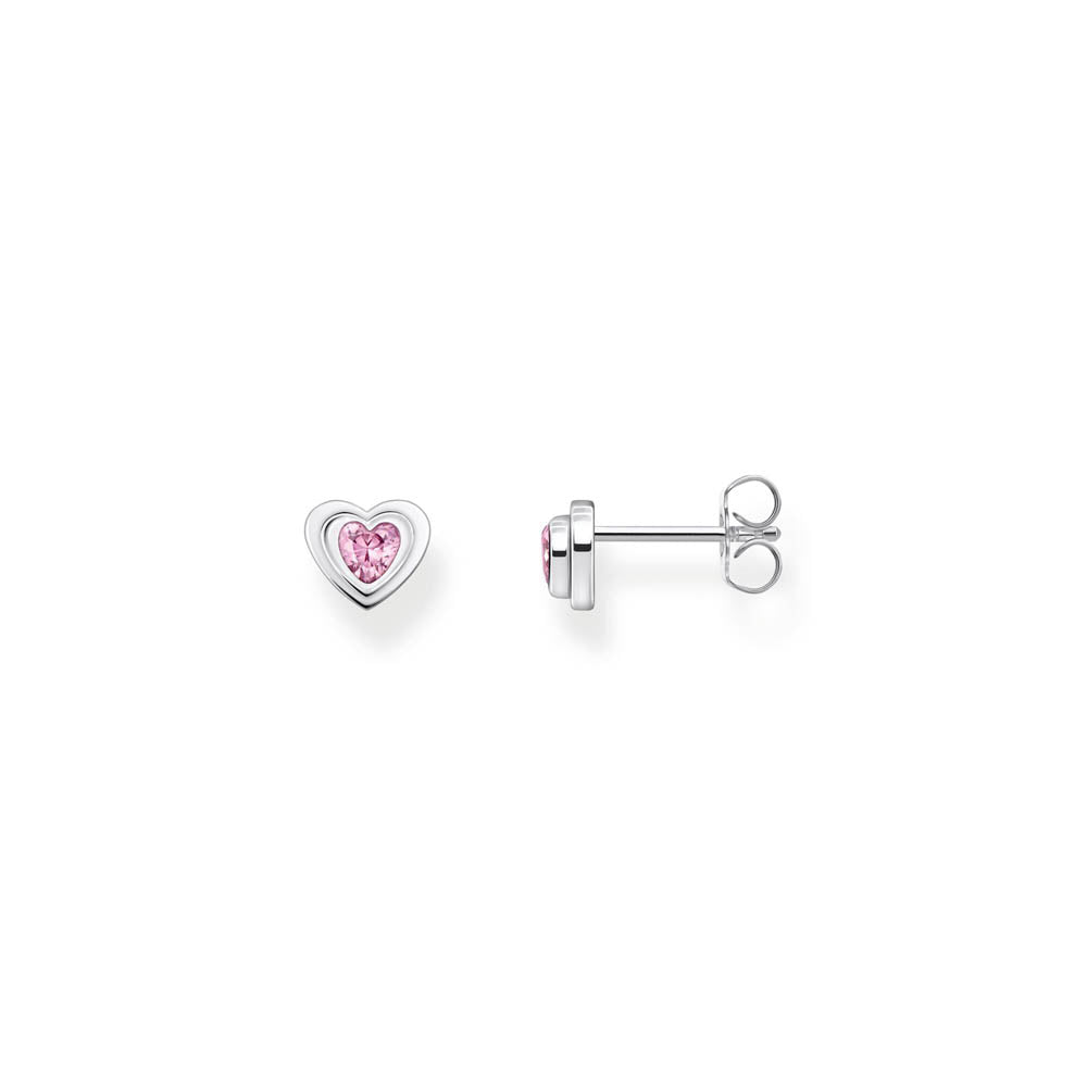 Thomas Sabo Sterling Silver Cosmic Heart Pink CZ Stud Earrings