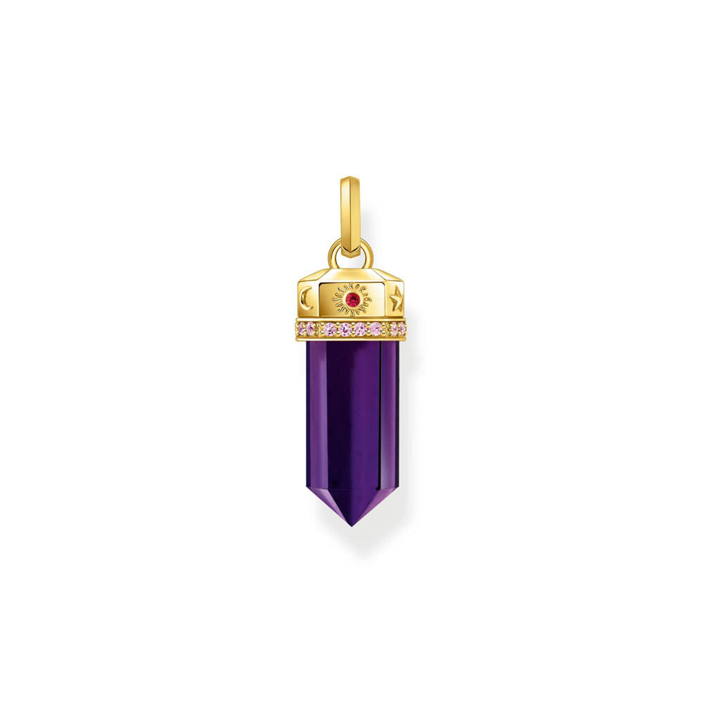 Thomas Sabo Gold Plated Sterling Silver Cosmic Synthetic Amethyst Crystal Pendant