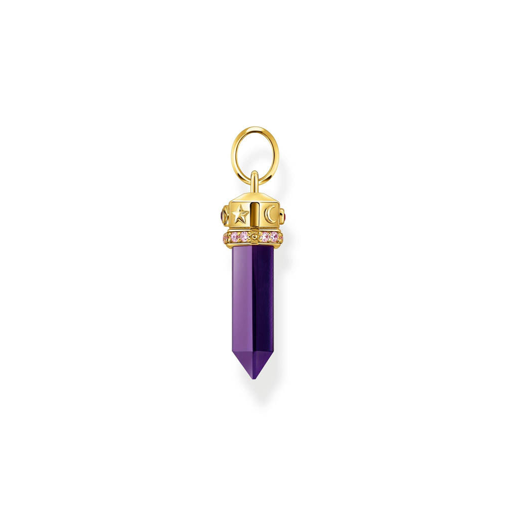 Thomas Sabo Gold Plated Sterling Silver Cosmic Synthetic Amethyst Crystal Pendant