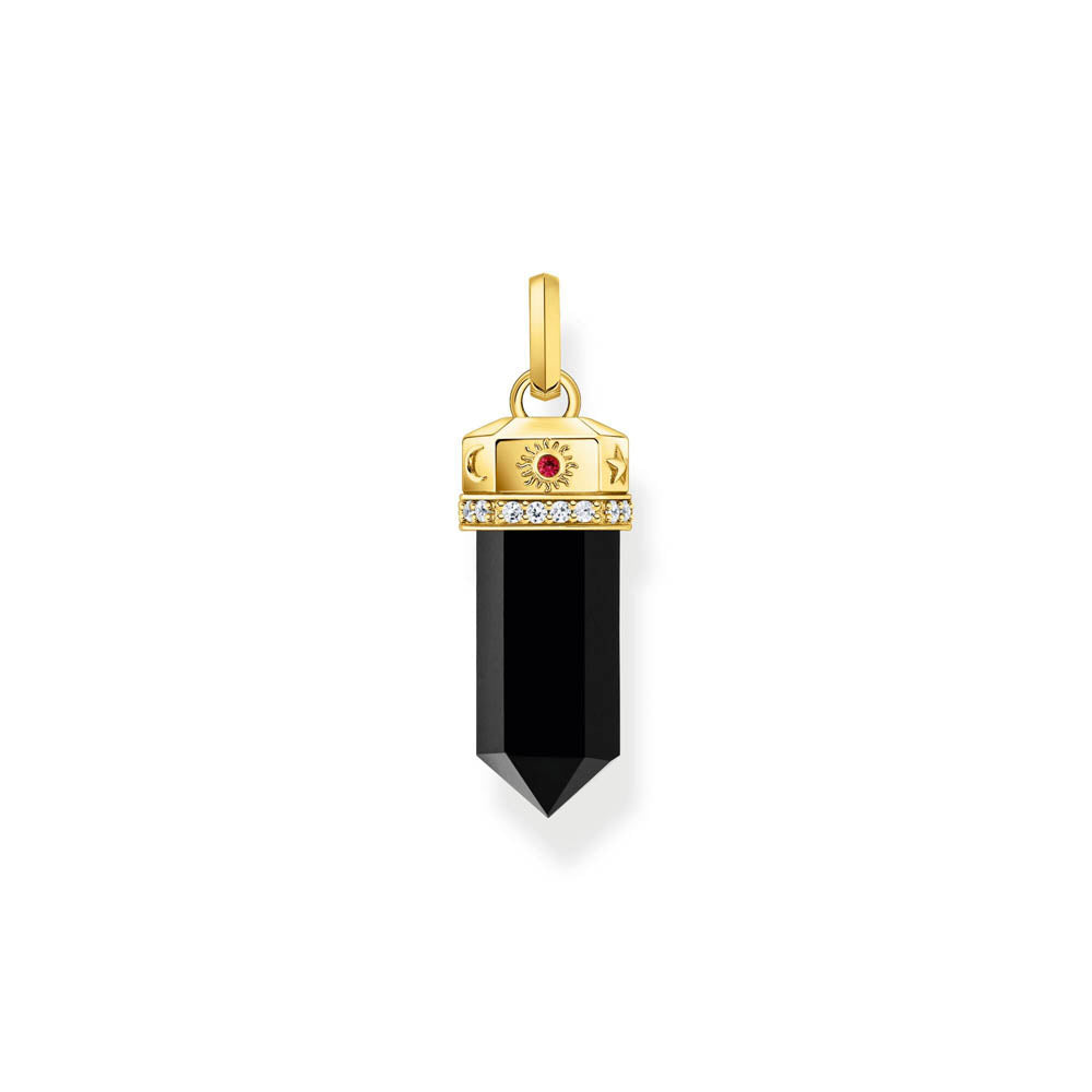 Thomas Sabo Gold Plated Sterling Silver Cosmic Black Onyx Crystal Pendant