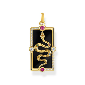 Thomas Sabo Gold Plated Sterling Silver Cosmic Black Onyx Snake Pendant