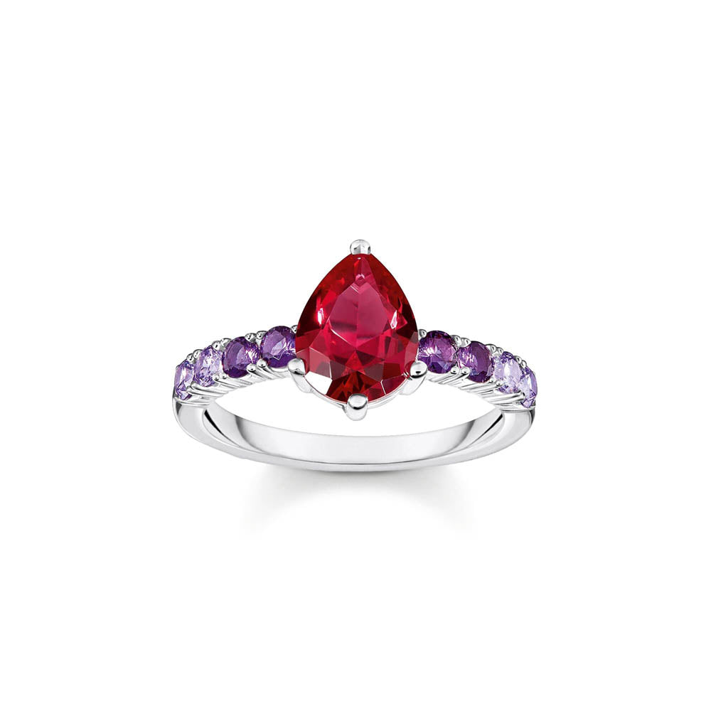 Thomas Sabo Sterling Silver Heritage Synthetic Amethyst CZ Pear Ring