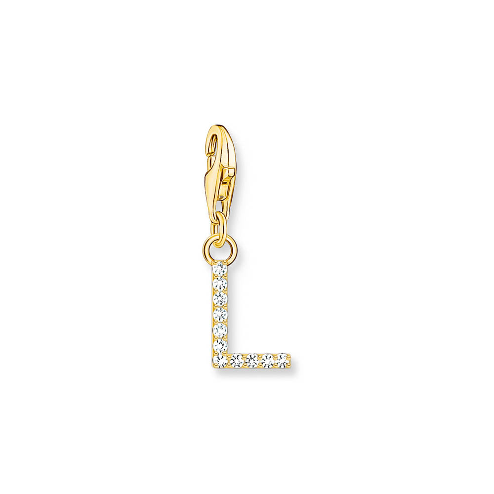 Thomas Sabo Gold Plated Sterling Silver Charmista CZ Letter "L" Charm