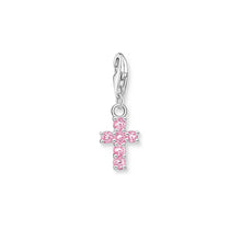 Load image into Gallery viewer, Thomas Sabo Sterling Silver Charmista Pink Zirconia Cross Charm