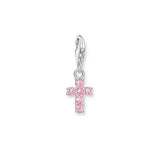 Thomas Sabo Sterling Silver Charmista Pink Zirconia Cross Charm