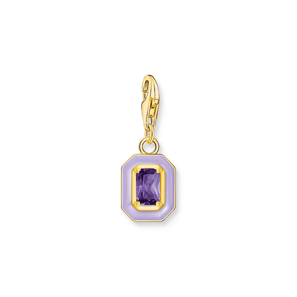 Thomas Sabo Gold Plated Sterling Silver Charmista 3D Purple Octagon Charm