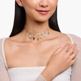 Thomas Sabo Gold Plated Sterling Silver Charmista Purple Crystal CZ Charm