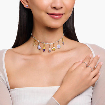 Thomas Sabo Gold Plated Sterling Silver Charmista Purple Crystal CZ Charm