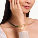 Thomas Sabo Gold Plated Sterling Silver Charmista Malachite 17cm Charm Bracelet