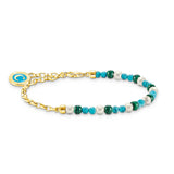 Thomas Sabo Gold Plated Sterling Silver Charmista Turquoise Malachite Pearl 16-19cm Bracelet