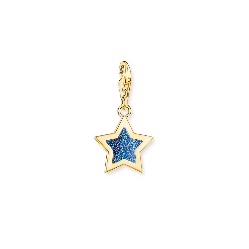 Thomas Sabo Gold Plated Sterling Silver Charmista Star Blue CZ Charm