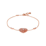Michael Kors 14ct Rose Gold Plated Sterling Silver Tapered Baguette CZ Heart Bracelet