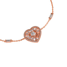 Load image into Gallery viewer, Michael Kors 14ct Rose Gold Plated Sterling Silver Tapered Baguette CZ Heart Bracelet