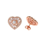 Michael Kors Rose Gold Plated Tapered Baguette CZ Heart Stud Earrings