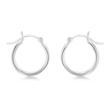 Sterling Silver Ribbed 12mm Hoop Earrings