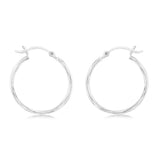 Sterling Silver Ribbed 20mm Hoop Earrings
