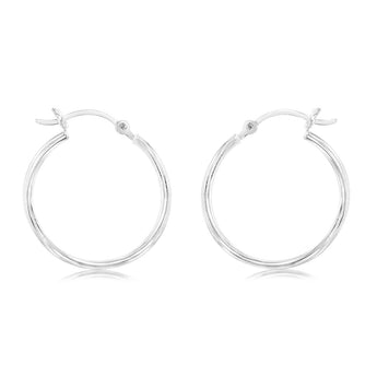 Sterling Silver Ribbed 20mm Hoop Earrings