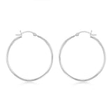 Sterling Silver Ribbed 30mm Hoop Earrings