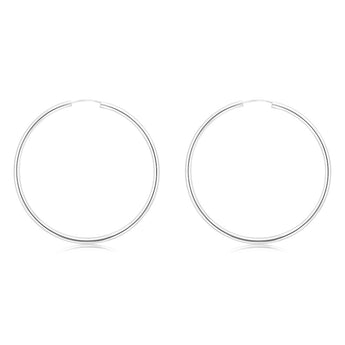 Sterling Silver Plain 40mm Sleeper Earrings