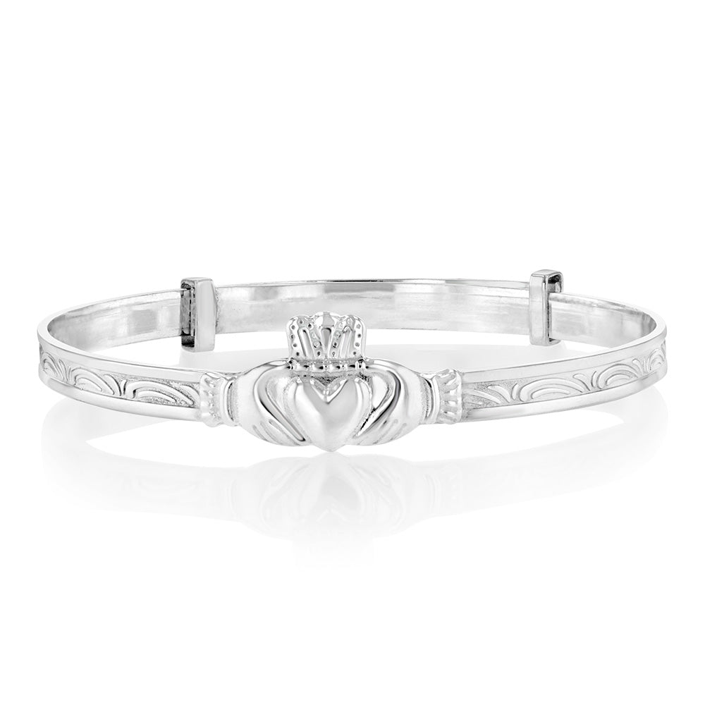 Sterling Silver Claddagh Expandable Baby Bangle