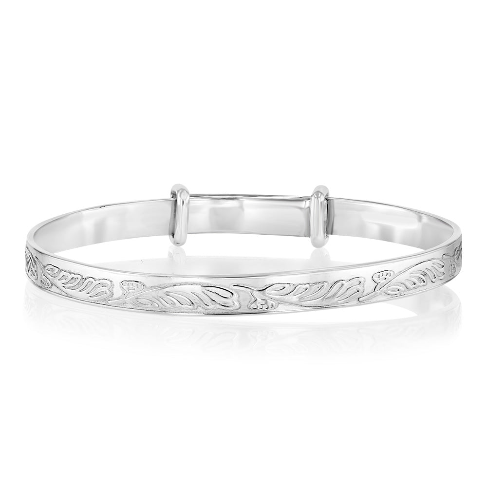 Sterling Silver Engraved Expandable Baby Bangle