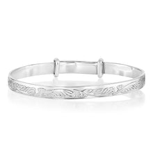 Load image into Gallery viewer, Sterling Silver Engraved Expandable Baby Bangle