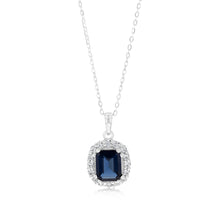 Load image into Gallery viewer, Sterling Silver Blue &amp; White Zirconia Pendant On Chain