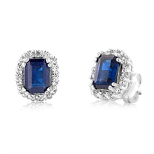 Load image into Gallery viewer, Sterling Silver Blue &amp; White Zirconia Stud Earrings