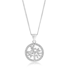 Load image into Gallery viewer, Sterling Silver Zirconia Tree Of Life Pendant