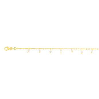 Sterling Silver Gold Plated Simulated Pearl Charm 19cm Bracelet