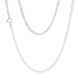 Sterling Silver Simulated Pearls 45cm Chain