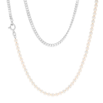Sterling Silver Simulated Pearls 45cm Chain