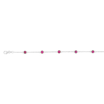 Sterling Silver Red Zirconia 19cm Bracelet