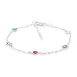 Sterling Silver Multicolor Zirconia 19cm Bracelet