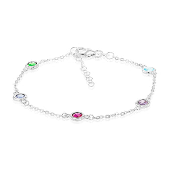 Sterling Silver Multicolor Zirconia 19cm Bracelet