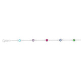 Sterling Silver Multicolor Zirconia 19cm Bracelet