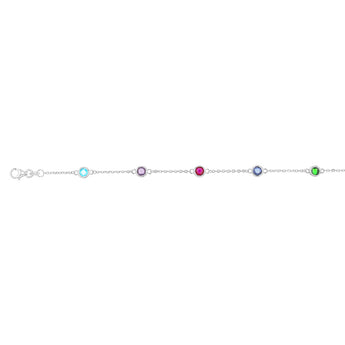 Sterling Silver Multicolor Zirconia 19cm Bracelet
