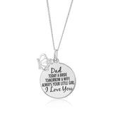 Sterling Silver Round Engraved Dad Litle Girl Pendant