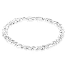 Load image into Gallery viewer, Sterling Silver Curb Beveled 23cm Bracelet