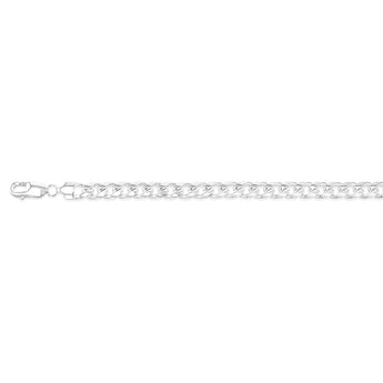 Sterling Silver Curb Beveled 23cm Bracelet